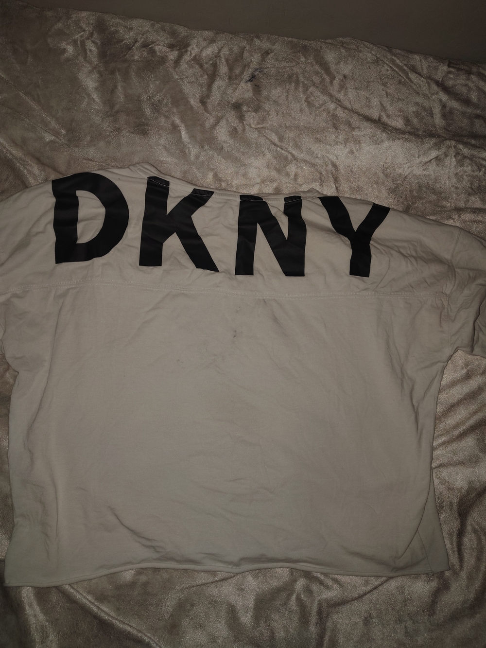 Dkny White Crop Top with Black Logo